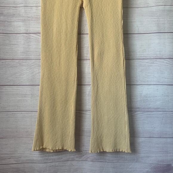 Billabong Yellow Ribbed Knit Pants High Waisted Drawstring Size Large - Picture 7 of 16